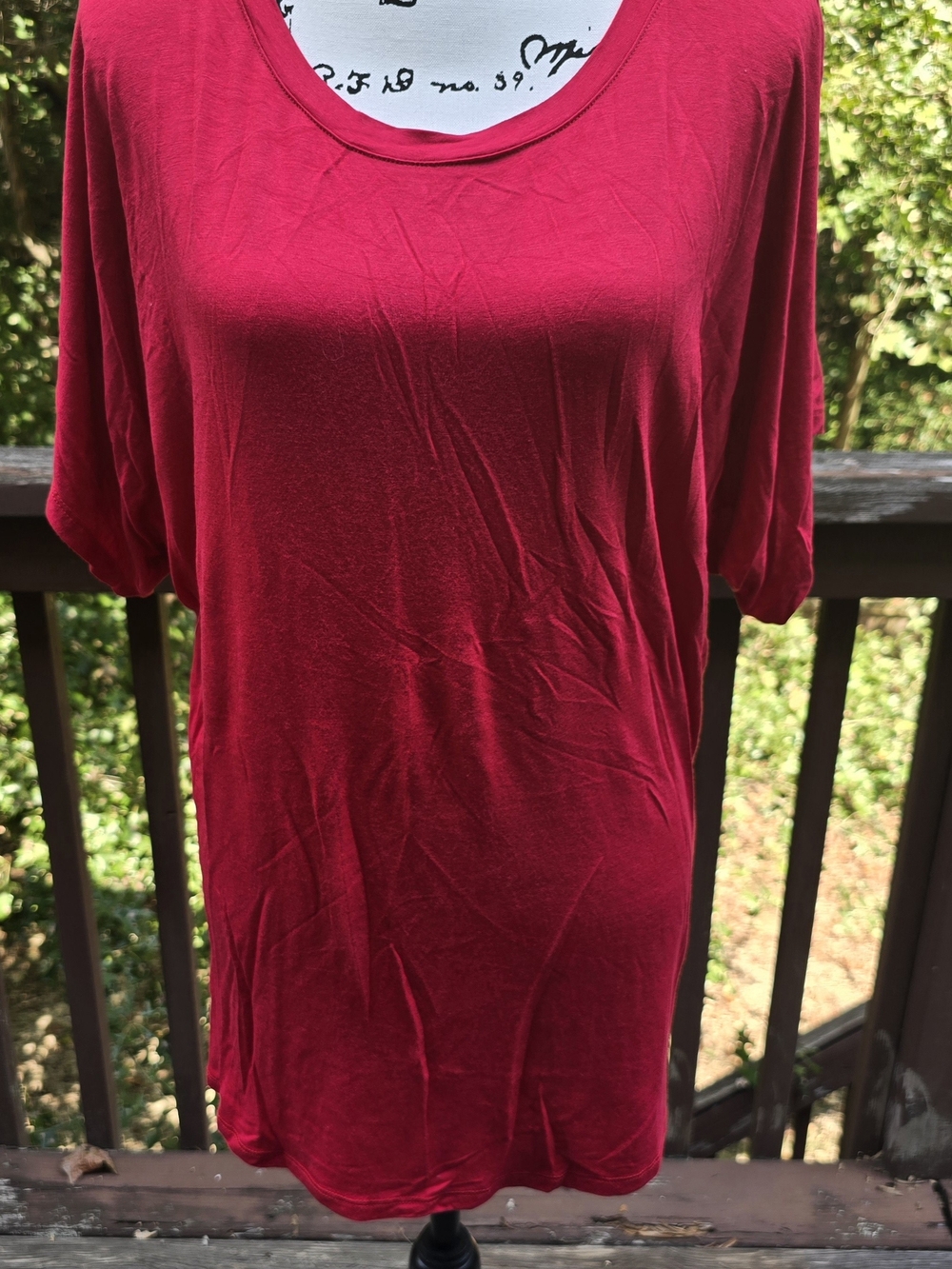 Relaxed Scoop Neck Tunic in Berry Red